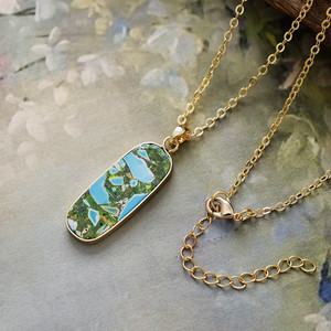 Pendentif géométrique en pierre naturelle, collier plaqué or en cuivre, bijoux de mode unisexes - Product Image 4