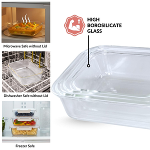 New Rectangular <b>Glass</b> Food Storage Container with <b>Glass</b> Lid, Pre-meal Preparation <b>Box</b> 2set - Product Image 2