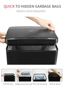<span class=keywords><strong>Poubelle</strong></span> commerciale à capteur 50L, acier inoxydable noir, <span class=keywords><strong>poubelle</strong></span> intelligente anti-empreintes digitales pour produits de maison intelligents modernes - Product Image 5