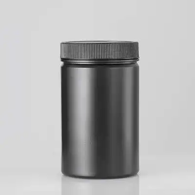 Pot de poudre de protéines alimentaires en HDPE noir de haute qualité de 1000ml avec couvercles à vis et étiquettes