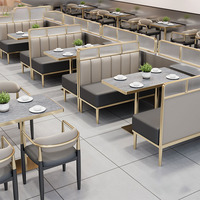 Ensemble table et chaises de restaurant de luxe commercial, canapé banquette mural pour restaurant de café, restaurant occidental, restaurant BBQ