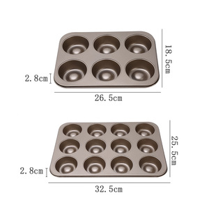 Golden Donut Mold 6 12 Cavity Carbon Steel Non Stick Madeleine Pan Home Baking Tray - Product Image 2
