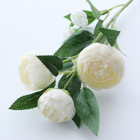 Fleur de Camélia Artificielle, Fleur en Soie, Rose Thé à 5 Têtes aux Couleurs de Peinture à l'Huile, Décoration d'Intérieur, Design Lotus de Style Européen