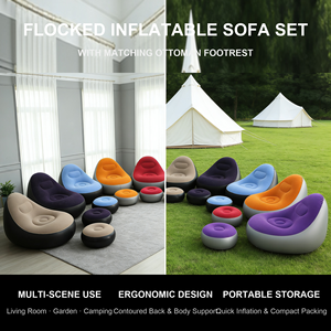 Canapé-lit gonflable moderne en PVC floqué, chaise longue pliable pour le camping en plein air et la détente à la maison - Product Image 2