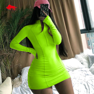 Abiti <span class=keywords><strong>estivi</strong></span> personalizzati a maniche lunghe in autunno estivo all'ingrosso gonne Sexy Club One Piece ragazze abbigliamento donna abiti aderenti Casual - Product Image 4