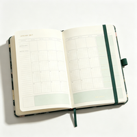 Journal personnalisé à couverture rigide A5 avec motif floral, bande élastique, marque-page en ruban, agenda annuel 2027