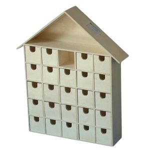 Giá Rẻ Tự Nhiên Chưa Hoàn Thành Nhà Hình Dạng Gỗ Mùa Vọng Lịch Bán Buôn - Product Image 1