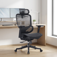 Chaise de bureau ergonomique moderne à dossier haut en maille, siège coulissant, accoudoirs 3D réglables, base en aluminium, capacité 200 kg, pour bureau à domicile