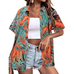 Camisa Hawaiana Retro Vintage Estampada, Blusa de Verano Fresca y Suave con Estampado Floral Tropical, Cuello en V, Manga Corta, Botones - Product Image 3