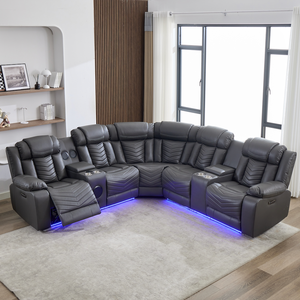 Sofá Modular de Esquina Reclinable <span class=keywords><strong>El</strong></span>éctrico Moderno de Fábrica, de Cuero, con Consola de Masaje, Altavoz Bluetooth, Luz LED, para Cine en Casa - Product Image 6