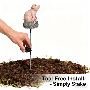 Lampu Taman Tenaga Surya LED dengan Sensor Suara, Dekorasi Jalan Taman, Lampu Taman Tenaga Surya Bentuk Babi Simulasi untuk Luar Ruangan - Product Image 1