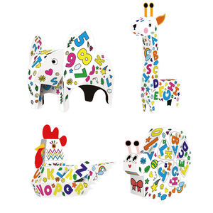 Puzle 3D de acuarela para niños, rompecabezas de origami, jirafa, animal, pintura de grafiti, juguete educativo para edades tempranas - Product Image 6