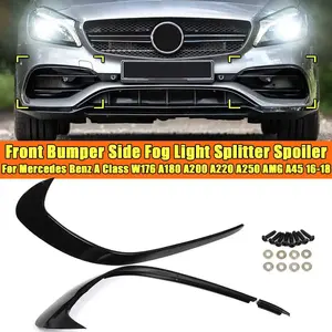 Divisor de Parachoques Delantero con Acabado Brillante y Luces Antiniebla Laterales para Mercedes Benz Clase A W176 A180 A200 A220 A250 AMG A45 2016-2018 - Product Image 1