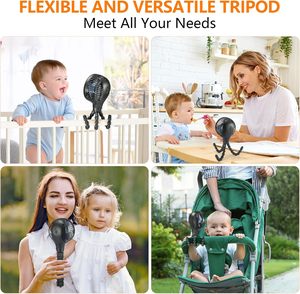 พัดลมรถเข็นเด็กแบบหมุนได้พกพา360พัดลมปลาหมึกอเนกประสงค์แบบชาร์จไฟได้ขาตั้งกล้องมีความยืดหยุ่นสำหรับรถยนต์โรงแรมใช้ในครัวเรือน3ชิ้น - Product Image 4