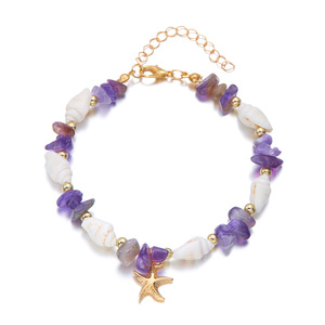 Collier et bracelet de style bohème à la mode européenne et américaine, avec des perles de gravier, des étoiles de mer et des coquillages, style vacances à la plage et à l'océan - Product Image 5
