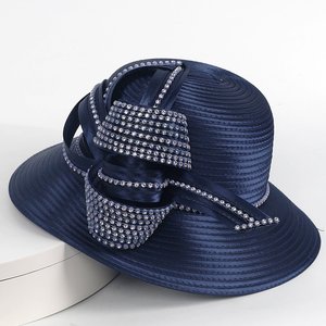 تخفيضات كبيرة جميلة حجر الراين قبعات بيضاء للكنيسة أنيقة امرأة راقية قبعة الكنيسة الزفاف سيناماي ديربي قبعات الكنيسة - Product Image 6