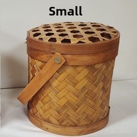 Panier de rangement alimentaire rond en bambou écologique de style chinois, emballage cadeau