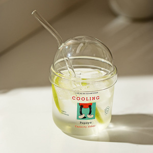 Copo de chá reutilizável com canudo, copo de vidro com capacidade de 450ml, 15oz, copo de vidro com tampa de vidro - Product Image 2