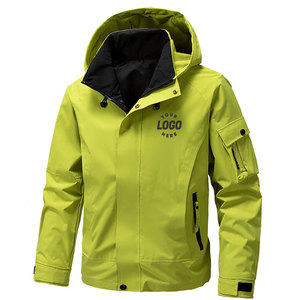 Men's <b>Waterproof</b> Zip Hooded Softshell <b>Jacket</b> <b>Winter</b> Outerwear Coat with Pockets for Hiking and Camping Custom Softshell <b>Jacket</b> - Product Image 1