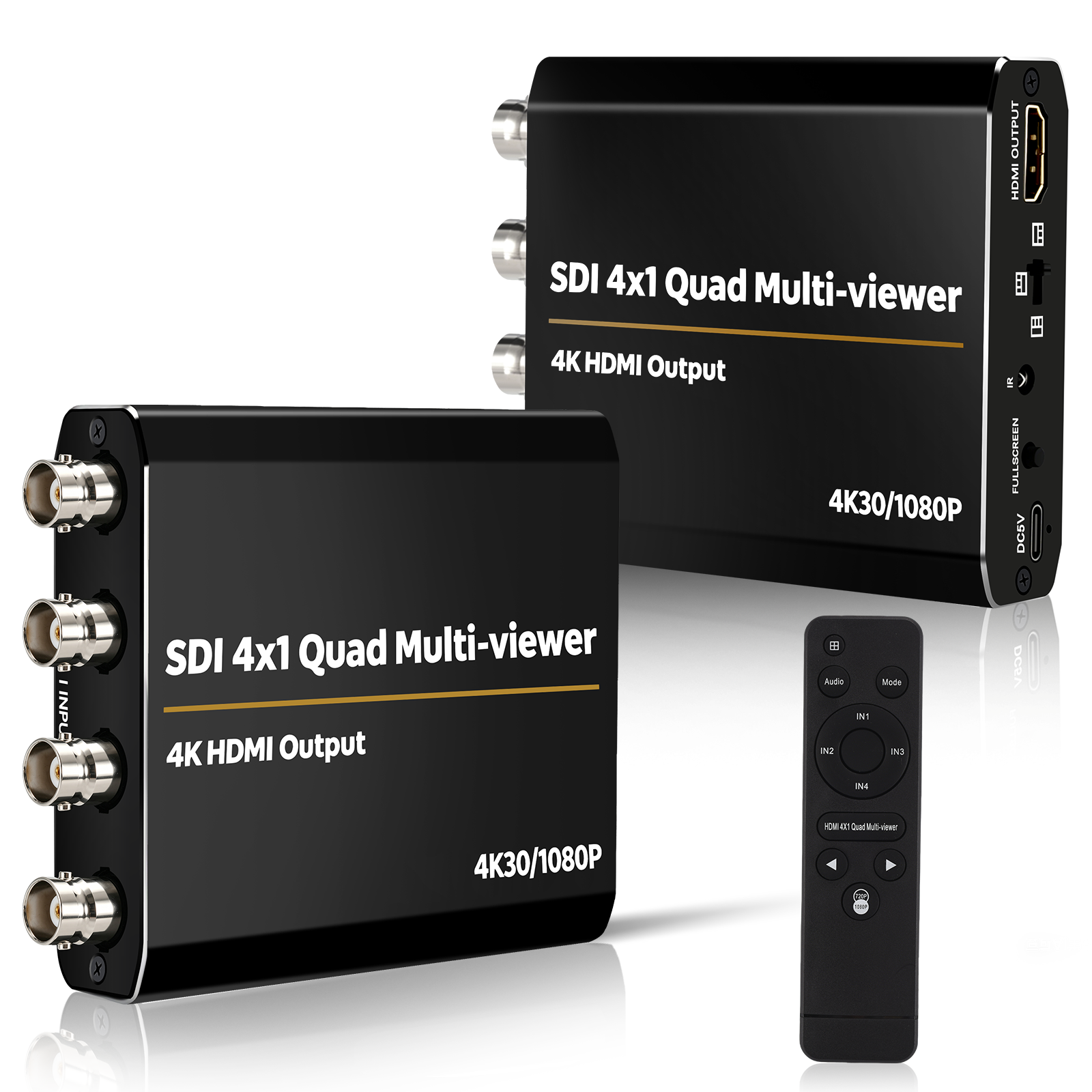 <strong>4</strong> <strong>Channel</strong> SDI 4X1 <strong>Quad</strong> Multi Viewer Switcher 4K 30Hz HDMI Output Video Splitter Fullscreen Split Display Mode for Broadcast