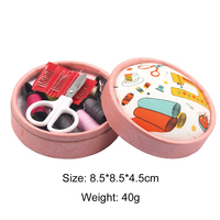 Kit de couture rond pour la maison avec couvercle coussin à épingles, organisateur portable d'aiguilles et de fils, et outils de réparation complets pour le bricolage à domicile