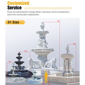 Fuente de Agua de Mármol Beige Egipcio Natural de 3 Niveles para Jardín, Marca MILY - Product Image 3