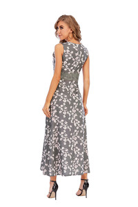 Femmes <span class=keywords><strong>Style</strong></span> bohème robes longues élégantes robes mi-longues avec dentelle sans manches imprimé fleuri décontracté en mousseline de soie Maxi en gros - Product Image 4