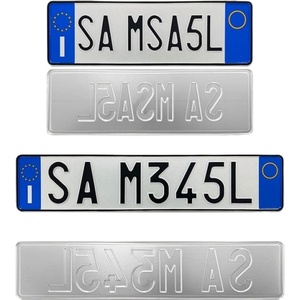 <span class=keywords><strong>Plaque</strong></span> d'<span class=keywords><strong>immatriculation</strong></span> personnalisée en aluminium gravée, style européen italien, sur mesure pour voiture (avant et arrière) - Product Image 1