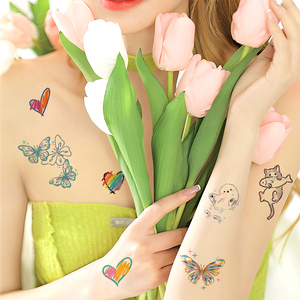 Nuovo adesivo per tatuaggio farfalla gatto colorato impermeabile ed ecologico adesivo per tatuaggio temporaneo - Product Image 3
