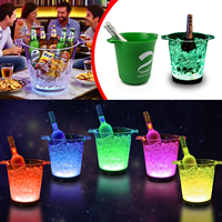 Seau à glace lumineux LED transparent en plastique, alimenté par piles, pour boissons énergisantes, 5L, idéal pour les fêtes et les réunions