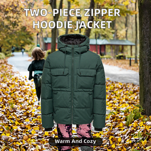 Veste décontractée brodée deux pièces pour l'automne, avec fermeture éclair intégrale et capuche, style sportswear confortable pour garçons et filles (vente en gros) - Product Image 2