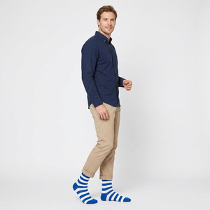 Chaussettes pour hommes en coton respirant à rayures marron et blanches, style printemps, coupe classique, pour un usage quotidien - Product Image 2