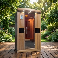 Sauna de Infrarrojos Lejanos de Lujo para 1 Persona Aspen, Bajo EMF, Madera Sólida de Cedro Rojo, Diseño Moderno, Uso Interior, 120V, Vapor Seco, 1 Año de Garantía