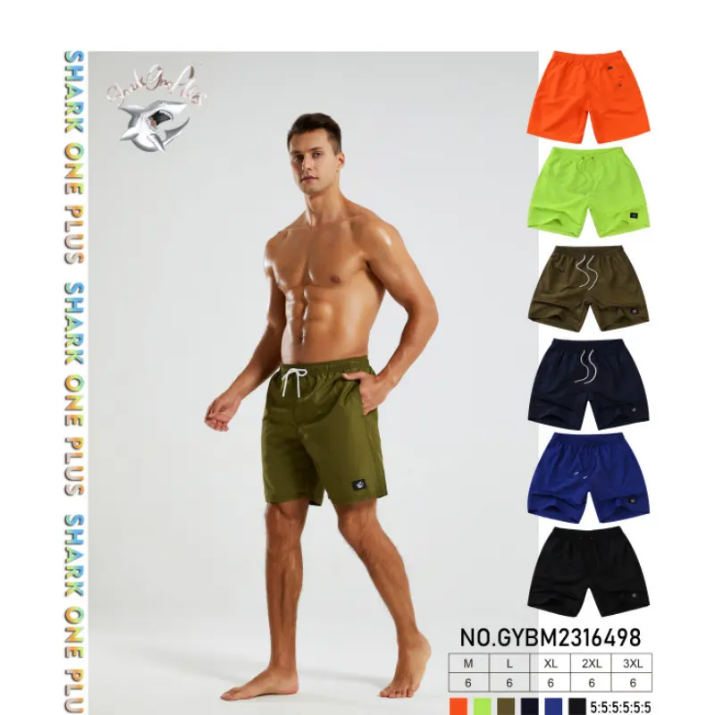 Celana pendek pantai pria musim panas Multi warna Solid jahit tahan air dengan saku untuk grosir harga kelas atas