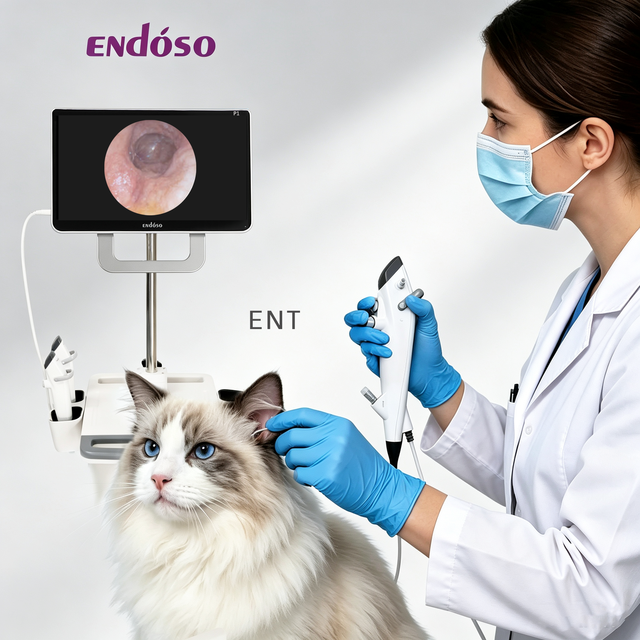 Veterinary Flexible Video ENT Endoscope Semi- Reusable Animal Ear Nose Throat Endoscope for Veterinary Diagnosis