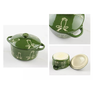 Mini olla multifunción de porcelana para Fideos, juego de utensilios de cocina de cerámica, tazón para hornear microondas con mango - Product Image 5