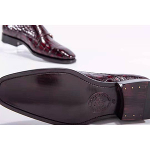 Scarpe eleganti con cinturino monk in vera pelle di coccodrillo popolare - Product Image 3