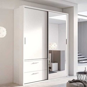 <span class=keywords><strong>Armoire</strong></span> moderne convertible pour chambre à coucher, petite, en <span class=keywords><strong>pin</strong></span> foncé, avec miroir et portes coulissantes - Product Image 1