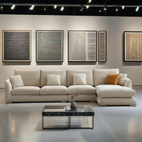 Sofá Modular de Plumas de Lujo Moderno para Sala de Estar, en Forma de L con Chaise Longue, Sofá Seccional de Lino