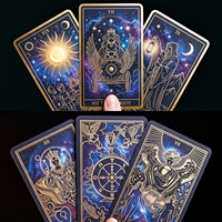 Service d'impression de cartes de tarot personnalisées avec noyau noir 330 g/m², finition haute brillance et bords dorés pour les créateurs de Kickstarter
