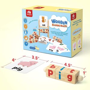 Blocs de lecture en bois, bâtonnets de voyelles courtes, cartes de jeu d'<span class=keywords><strong>orthographe</strong></span>, puzzles de lettres rotatives, mots pour enfants, lettres rotatives - Product Image 3