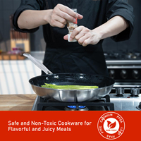 Wok Friteuse Professionnel en Acier Inoxydable 304 5 Plis de Haute Qualité avec Revêtement Céramique Antiadhésif Sans PFOA ni PFAS pour Cuisine de Restaurant