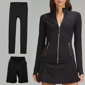 Set da Yoga Ecologico per Donna: Giacca + Leggings a Vita Alta + Pantaloncini, Asciugatura Rapida, Traspirante, <span class=keywords><strong>Abbigliamento</strong></span> Sportivo per Fitness - Product Image 1