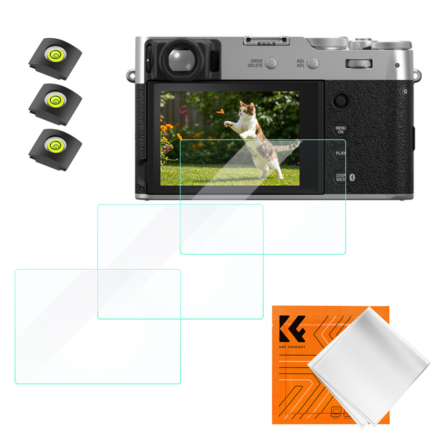 K&F Concept Fuji Camera Screen Protector Film Seven-piece Set with Hot Shoe Level Gauge and Vacuum Cleaning Cloth for Fuji X100V