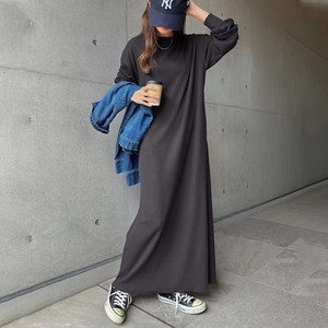 Abito <span class=keywords><strong>lungo</strong></span> da <span class=keywords><strong>donna</strong></span> casual oversize nero a maniche lunghe <span class=keywords><strong>con</strong></span> scollo rotondo e spacchi laterali, vestibilità ampia, per autunno inverno, a strati, tunica lunga per tutti i giorni - Product Image 1