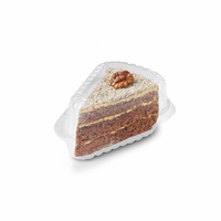 Boîte à gâteau triangulaire transparente en PET, jetable, biodégradable, en matériaux recyclés, de qualité alimentaire, avec revêtement UV et logo personnalisé