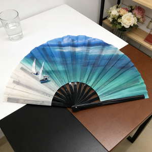 Éventails à main en gros BSBH, style chinois, noirs, personnalisables, grands, colorés, avec logo sur mesure, pour <span class=keywords><strong>Kung</strong></span> <span class=keywords><strong>Fu</strong></span> et Rave Clack - Product Image 4