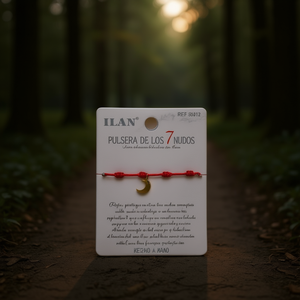 Pulsera Ilan de los 7 Nudos con Colgante de Luna y Cordón Rojo Hecha a Mano - Product Image 2