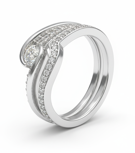 Solitaire Diamond <b>Ring</b> 925 Silver 10KT 14KT 18KT Gold <b>Split</b> Shank Pave Band Designer Engagement Wedding Jewelry - Product Image 1