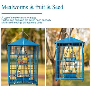 Bluebirds Kim Loại Lớn Lồng Sóc Bằng Chứng Chim Ăn, Tự Làm Hoang Dã Chim Ăn Ngoài Trời Treo Động Vật Ăn - Product Image 5